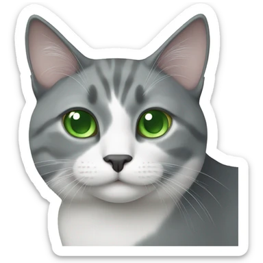 White grey cat with Green eyes sticker