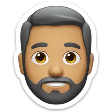 Cara de persona calva con pelo negro muy corto y con barba corta y ojos azules sticker