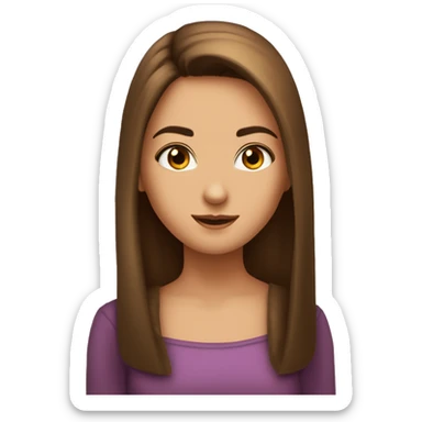 Créer des emojy filles châtain cheveux châtain élégante cheveux lisse yeux marrons  sticker