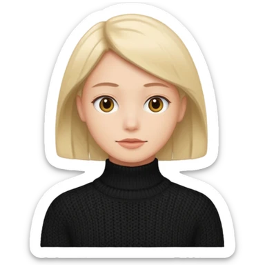 a neck-length black knitwear sticker