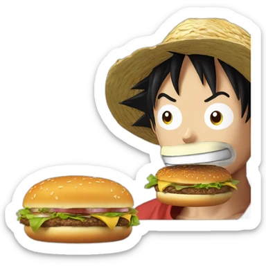 Luffy gear 5 qui manger un hamburger sticker