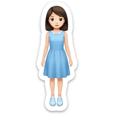 Brunette girl in light blue dress, white shoes sticker