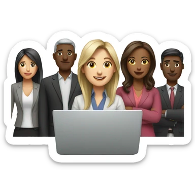 Work Group with laptop mix of women & men sticker