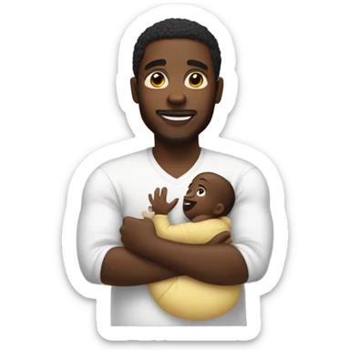 Black man holding baby oil sticker