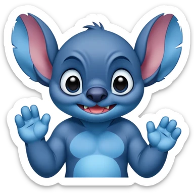 Crée un stitch fesant un doigt d'honneur  sticker
