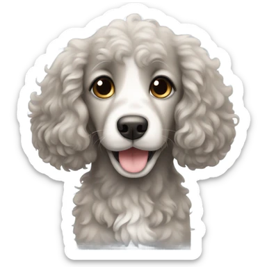 Black curly haired puppy with long floppy ears  sticker
