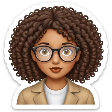 Une fille métisse avec des cheveux bouclé et une paire de lunette  sticker