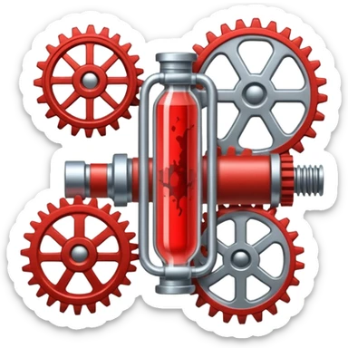 blood tube and gear combined as a single object sticker