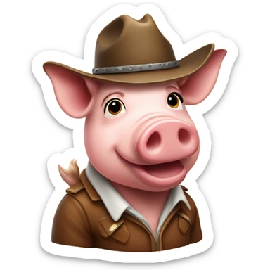 Pig wearing a cow boy hat  sticker