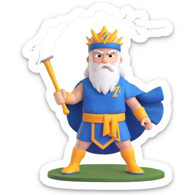 a baseball god summoning lightning, wearing a jersey and toga, bat raised, heroic and supernatural sticker