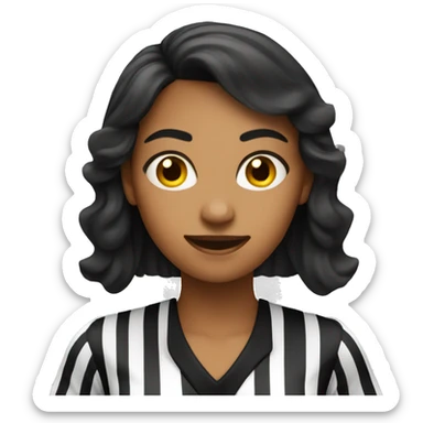 female referee with black hai sticker