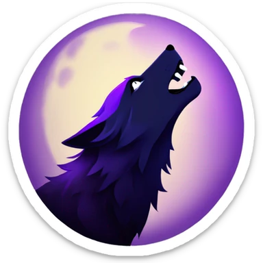 Black and purple wolf howling at moon  sticker