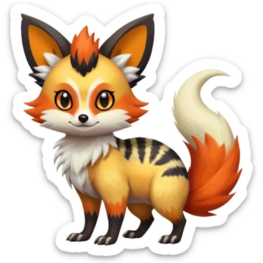 Rare realistic cool cute epic aesthetic colorful Fennekin-Zorua-Civet-Genet-species-Fakemon-hybrid-creature, with splotch markings, full body sticker