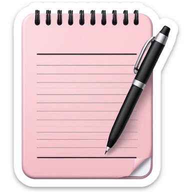 Pale pink notepad with pen sticker