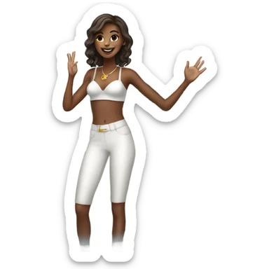 Girl waving from a luxury yacht  sticker