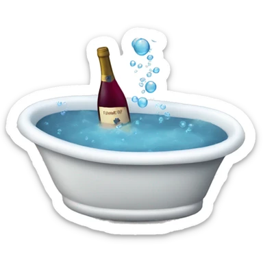 Bath tub with bubbles and wine glass sticker