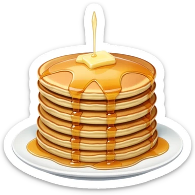 Stack of pancakes with maple syrup and butter sticker