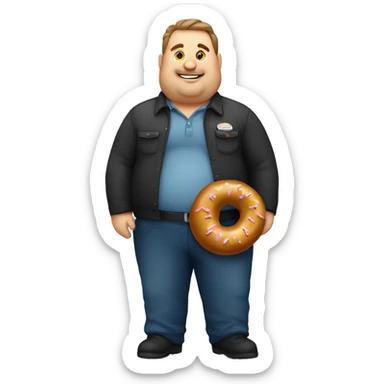 Fat stagehand with a doughnut  sticker