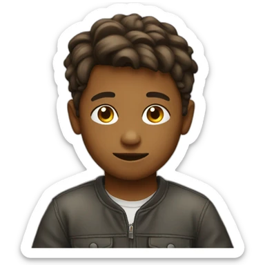 young boy read head sticker