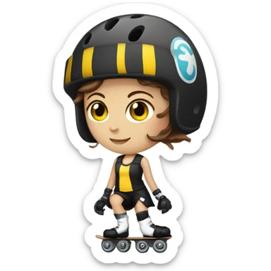 Brown haired girl in roller derby  sticker