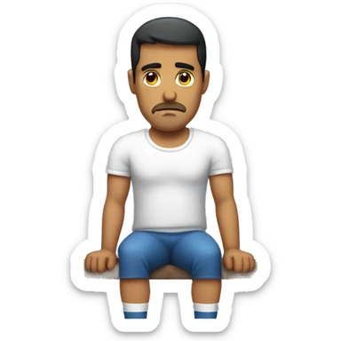 Very sad Hispanic man benching  sticker