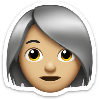 Emo emoji with a tellum hair cut covering the face  sticker