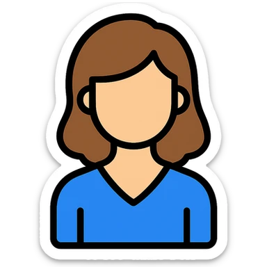 a woman, lineal color icon with black outlines, different hairstyle sticker