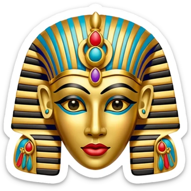 Egyptian Colorfully Painted Intricate Delicate Gracious Holy Gold Mask  sticker