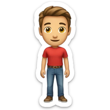 Full body picture of a male in a red shirt sticker