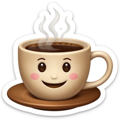 a cute cup of coffee with a smile, without the plate under the cup sticker