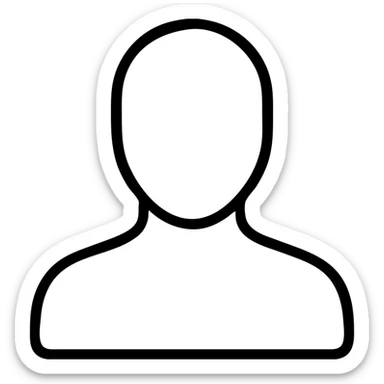 outline icon of human head and shoulders, no internal details, no fill, no text sticker