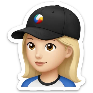an ios genmoji for a black baseball cap sticker
