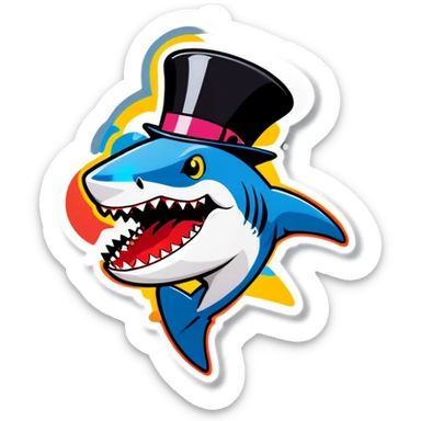 Shark with a top hat sticker