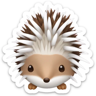 Hedgehog white brown quills one pink ear one brown ear different colored ears  sticker