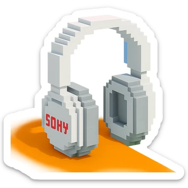 full-size white Sony headphones sticker