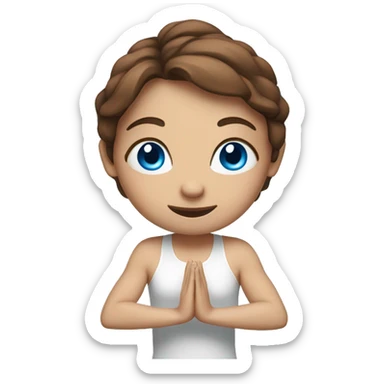 fairy with brown hair, blue eyes in yoga pose sticker