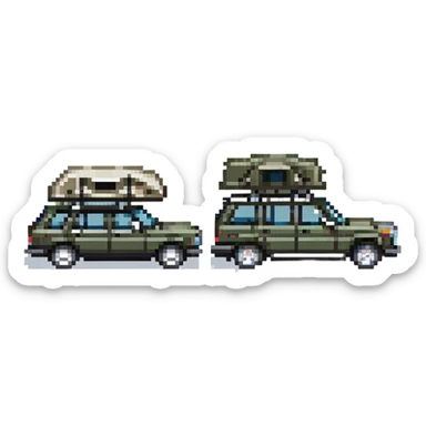 black Mercedes Benz car with roof tent sticker