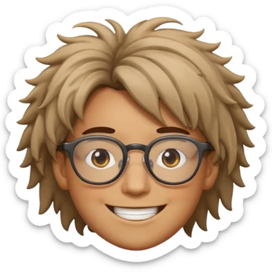 Cabelo bagunçado e oculos sticker