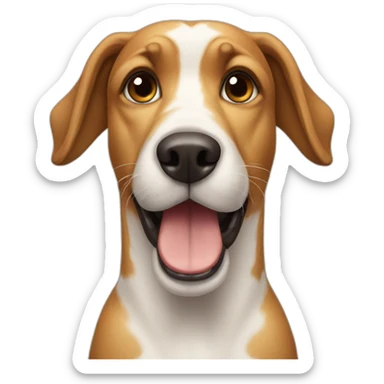 a dog with a waffle sticker