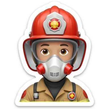 Firefighter with white respiratory protection white color helmet sticker