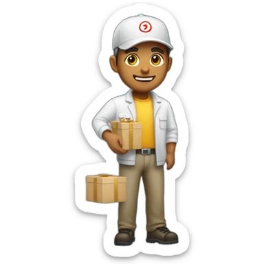 White Deliveryman on New Year sticker