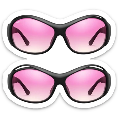 wraparound safety glasses with pink gradient lenses, sporty design sticker