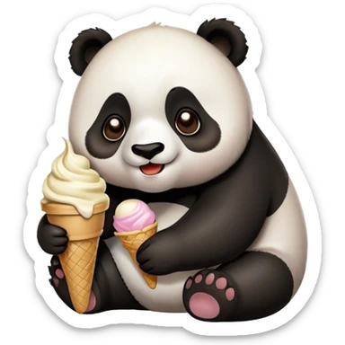 Panda eating ice cream sticker