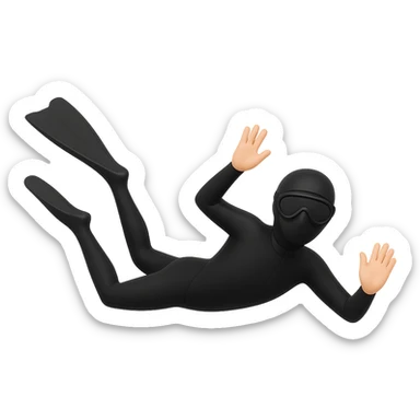 Edit the freediver emoji to have longer fins and ensure the face is not visible by covering the eyes with black goggles. Keep the rest of the emoji the same. The style should resemble emoji style with no background. sticker