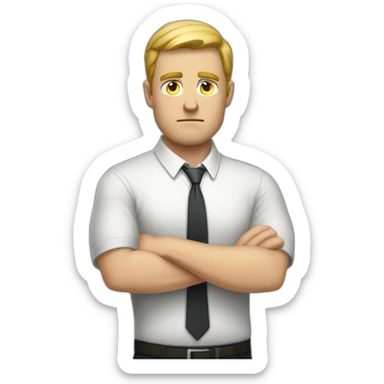 White Man HR-manager crossed arms angry sticker