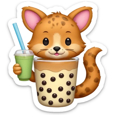 Random animal holding s cup of boba sticker