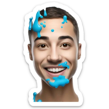 Glowing Cyan blue paint splash splatter drip sticker