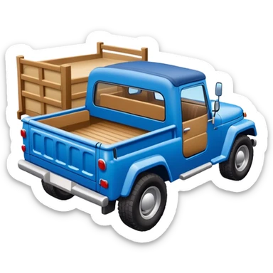 Blue Jeep truck with truck bed sticker