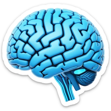 large language model, abstract brain with digital nodes, glowing lines, futuristic sticker