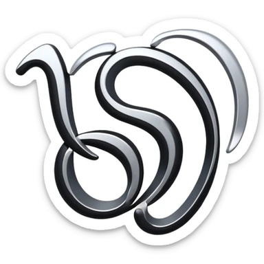 connected flowing BLK letters with silver outline, where all letters are joined together in one continuous design sticker